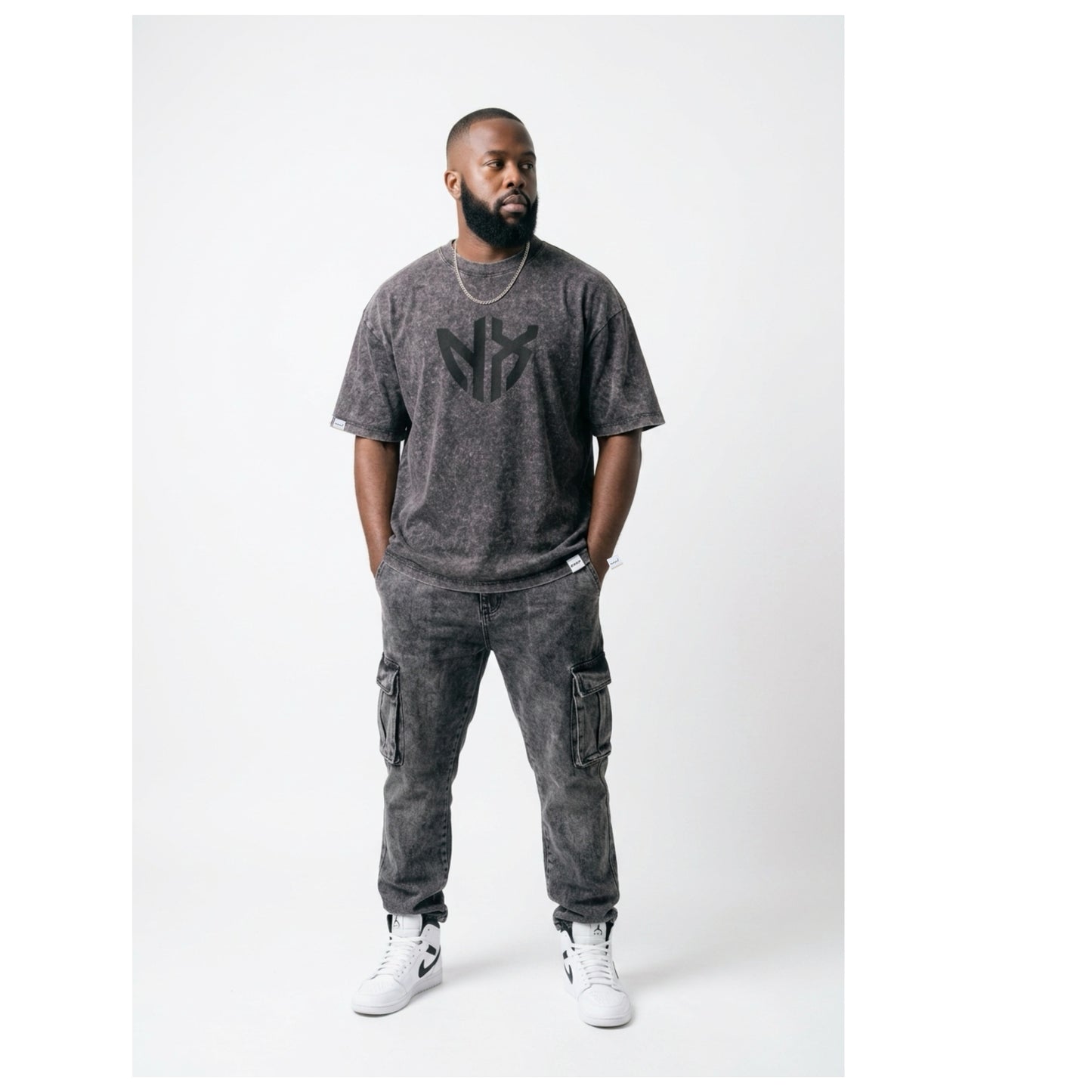 Logo Washed Tee - Charcoal